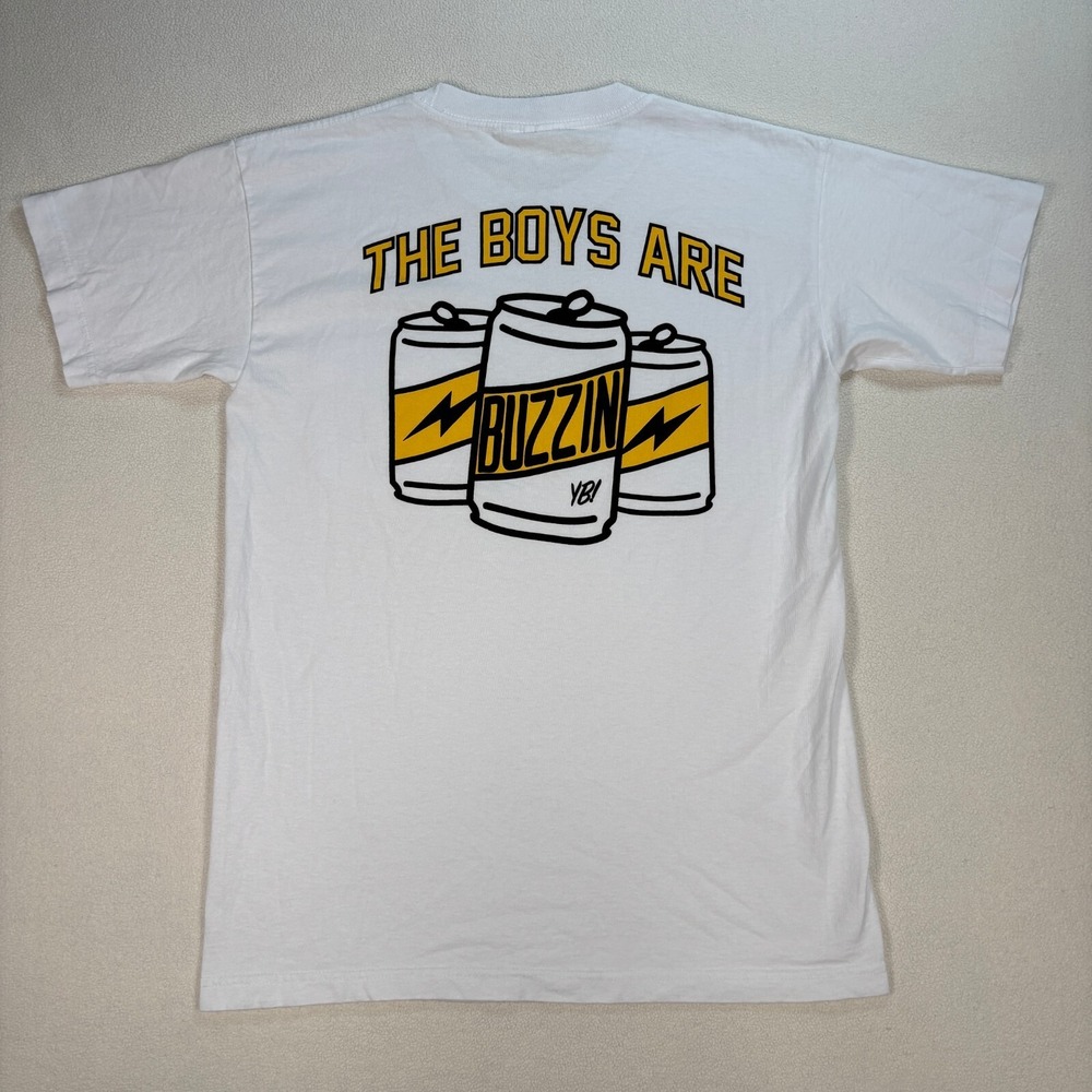Bayside Heavyweight Beer Buzz T-Shirt Men's M White Preshrunk Cotton Made in USA - Picture 2 of 13